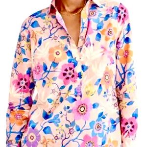 J Crew Liberty Fabric Floral Popover Blouse - Size 8 EUC